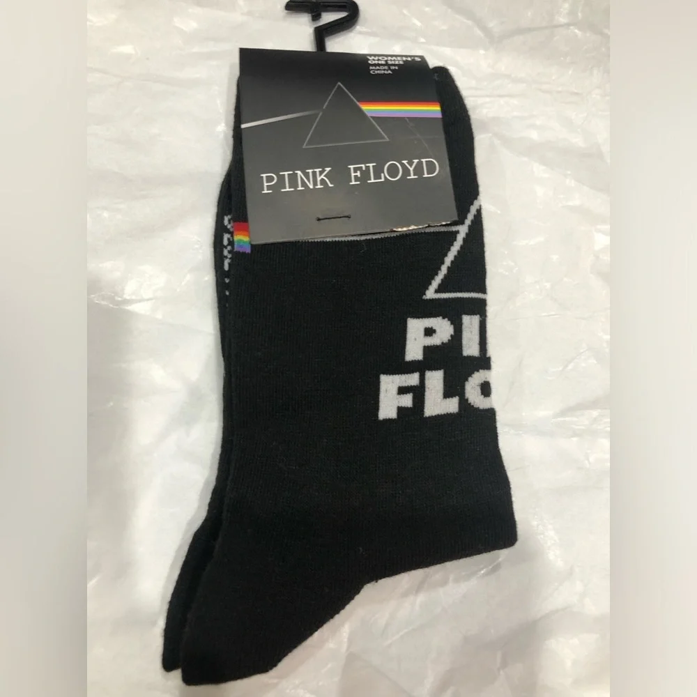 Pink Floyd‎ black dark side of the moon graphic print socks one size new